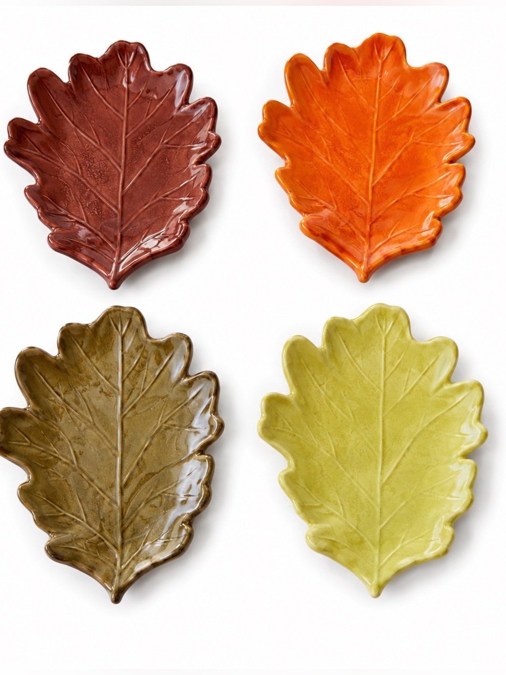 Crate & Barrel B. Eigen Leaf Appetizer Plates Set of 4 Portugal